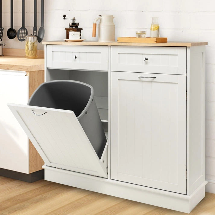 Aaponminimarket NNECW Kitchen Trash Cabinet (White)
