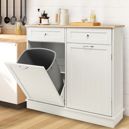 Aaponminimarket NNECW Kitchen Trash Cabinet (White)