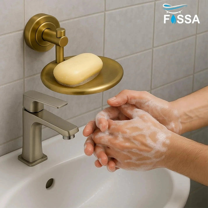 Aaponminimarket Round Stainless Steel Wall Mounted Soap Dish Gold