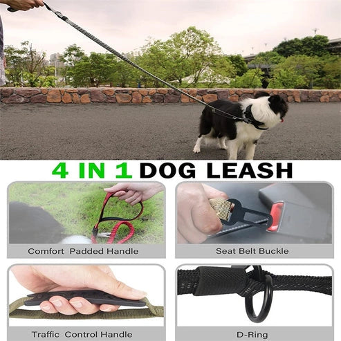 Aaponminimarket 4 in 1 Shock Absorbing Dog Leash