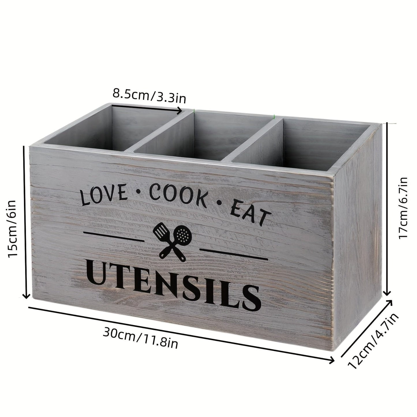 Aapon mini market -Wooden Tableware Storage Box with Grids for Kitchen