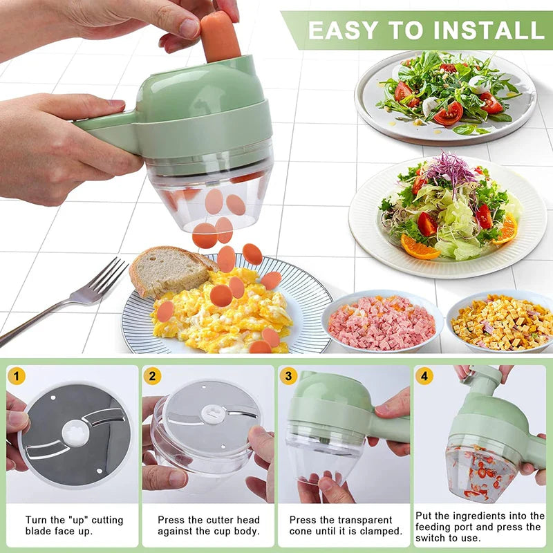 Aapon mini market -NNEOBA 5-in-1 Electric Vegetable Cutter Set – Rechargeable