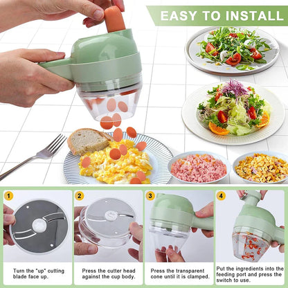 Aapon mini market -NNEOBA 5-in-1 Electric Vegetable Cutter Set – Rechargeable