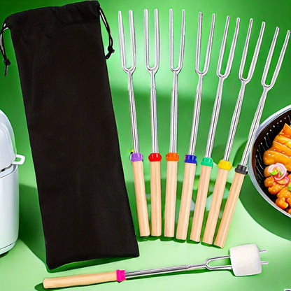 8pcs Extendable Stainless Steel Marshmallow Roasting Sticks
