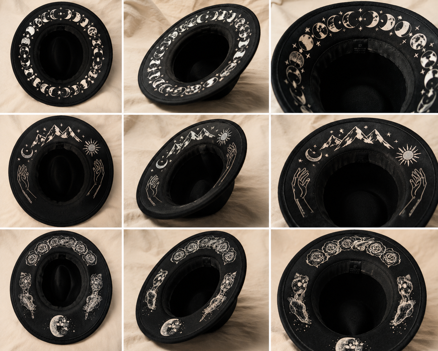 moon sun Gothic witch style fedora
