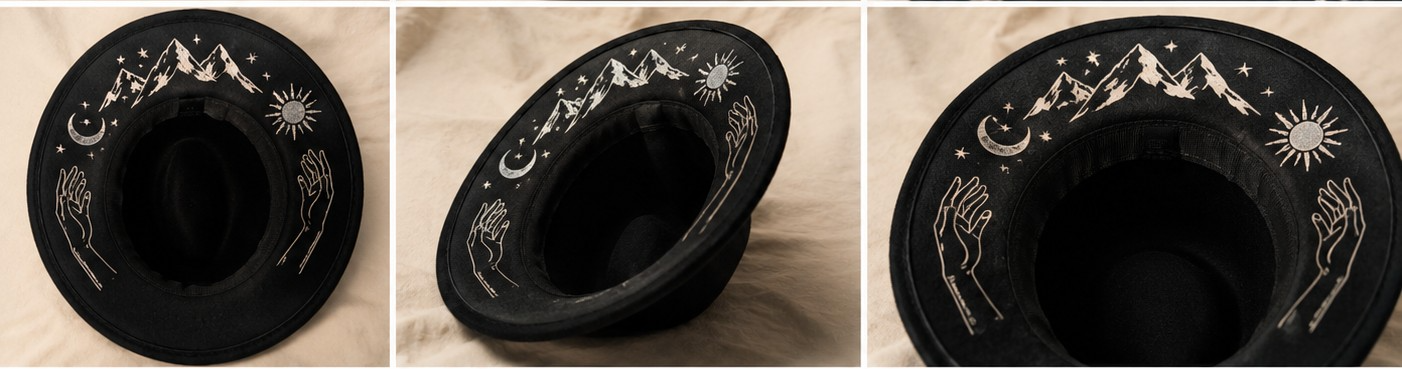 moon sun Gothic witch style fedora