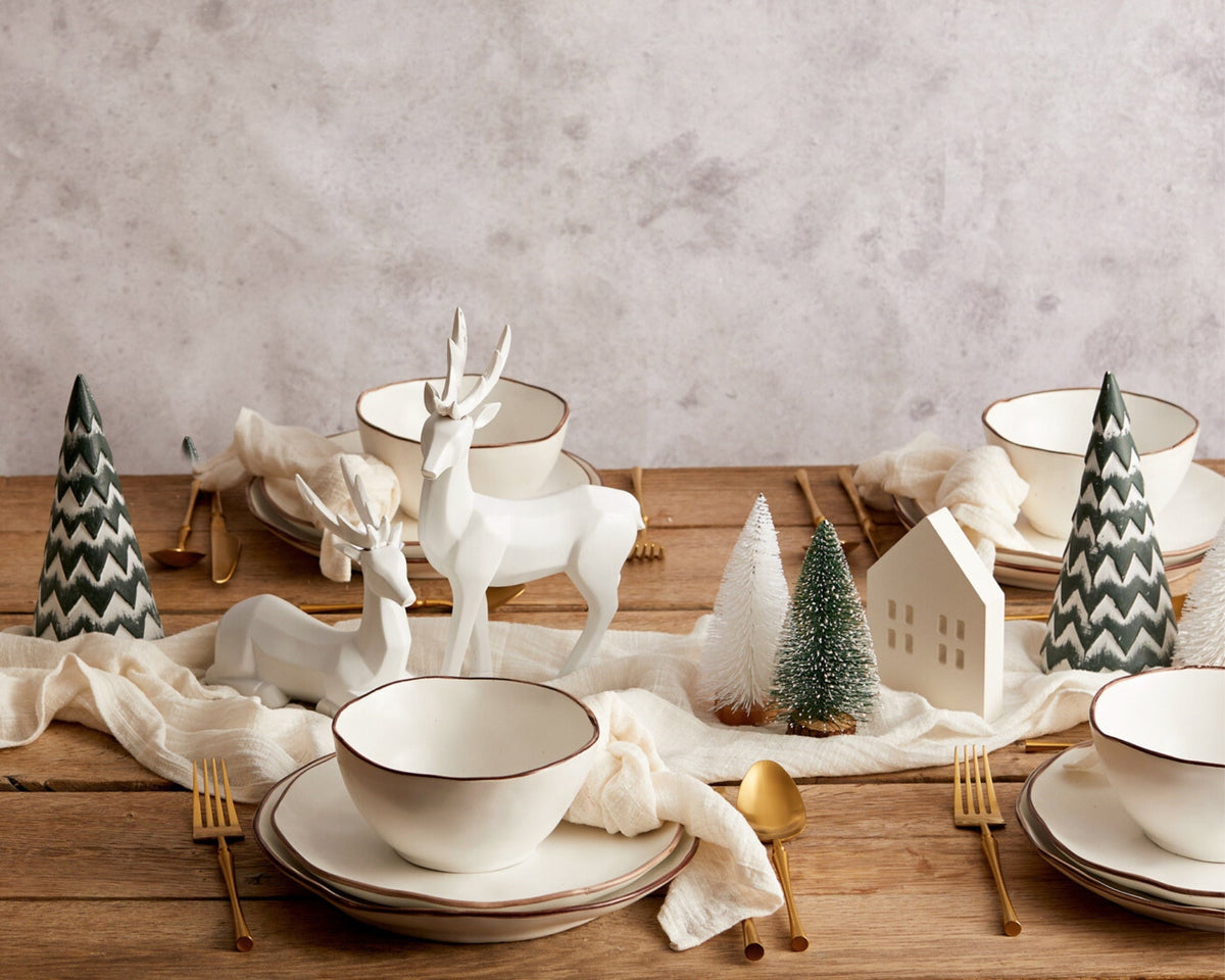 Wooden Christmas Cone Tree, White and Green Zigzag – view 3