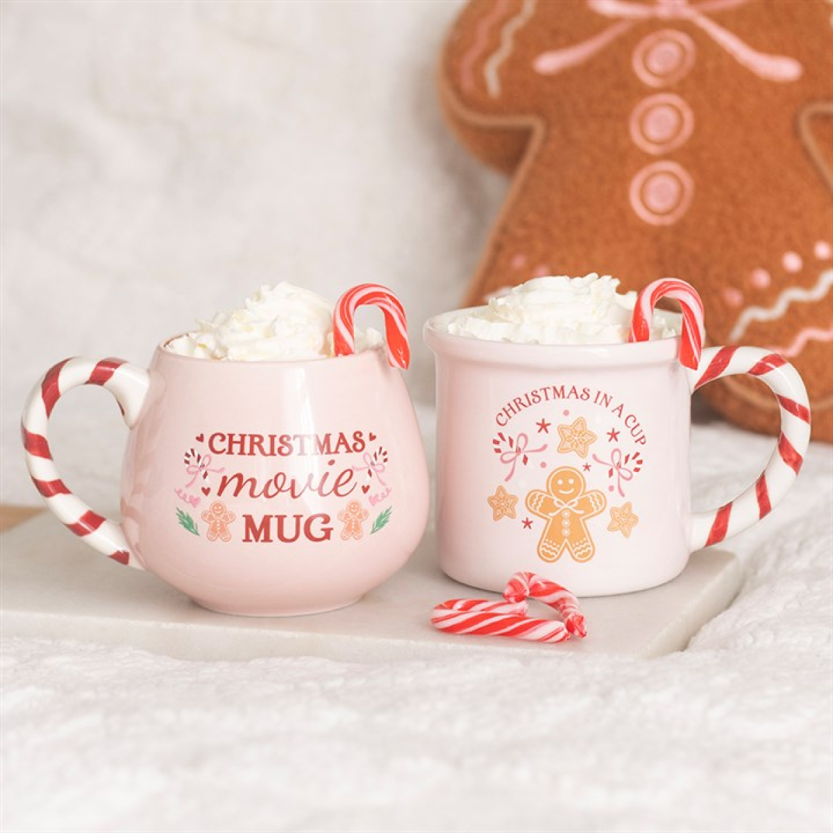 Pink Christmas in a Cup Mug – Gingerbread Design, 480ml – view 5