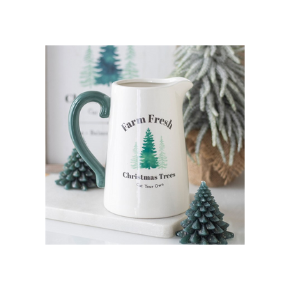 Farm Fresh Christmas Trees Ceramic Jug – Cream & Green – view 4