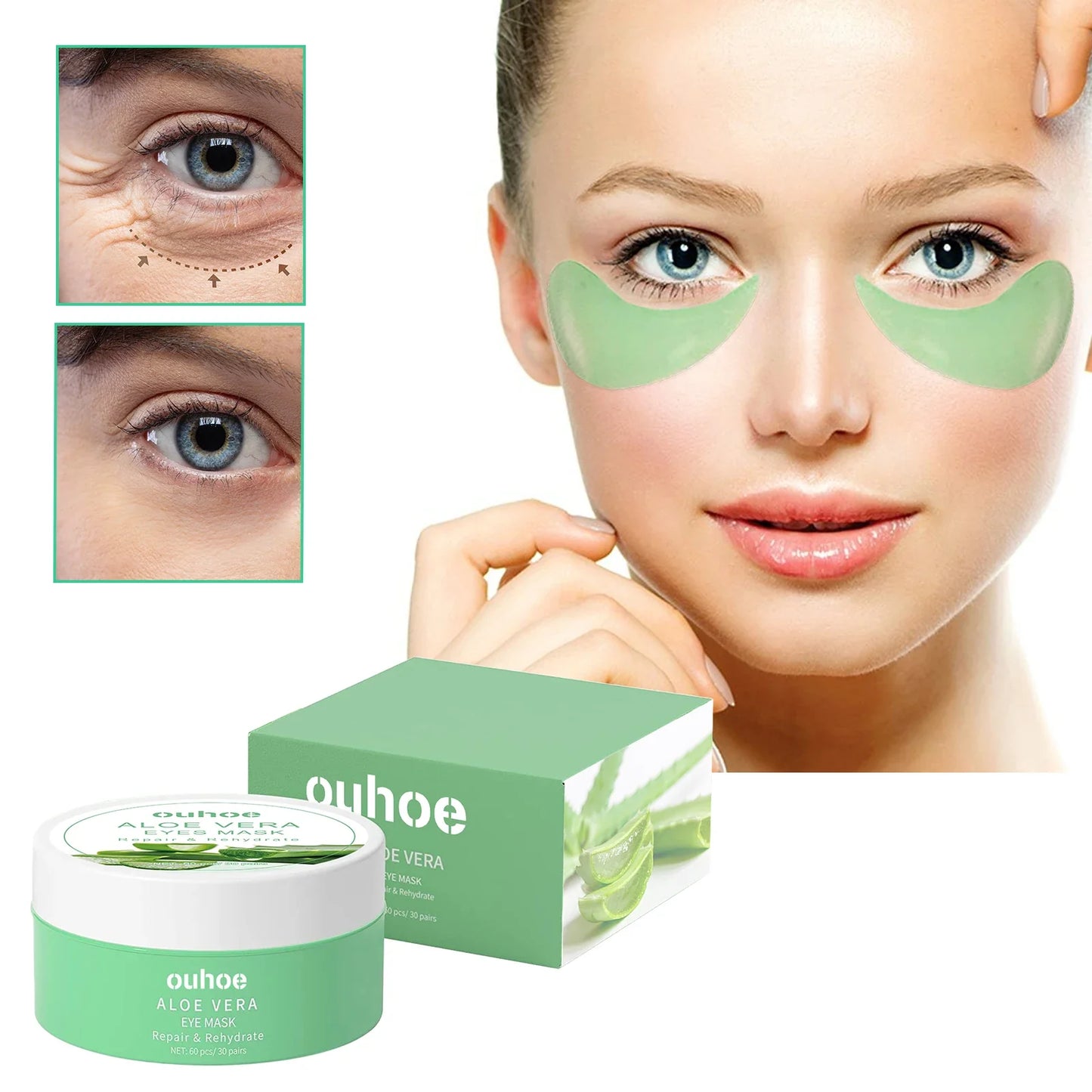 Aapon Mini Market Ltd 60 Pieces Aloe Vera Collagen Eye Mask for Dark Circles