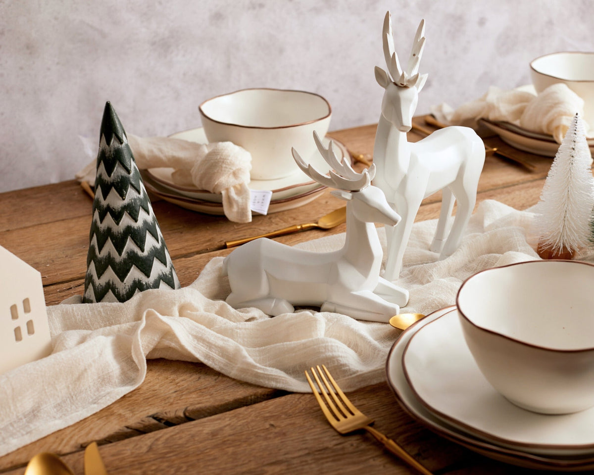 Wooden Christmas Cone Tree, White and Green Zigzag – view 2