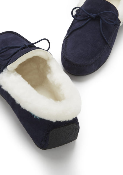 Hugs & Co. Men's Sheepskin Slippers, Navy – view 4