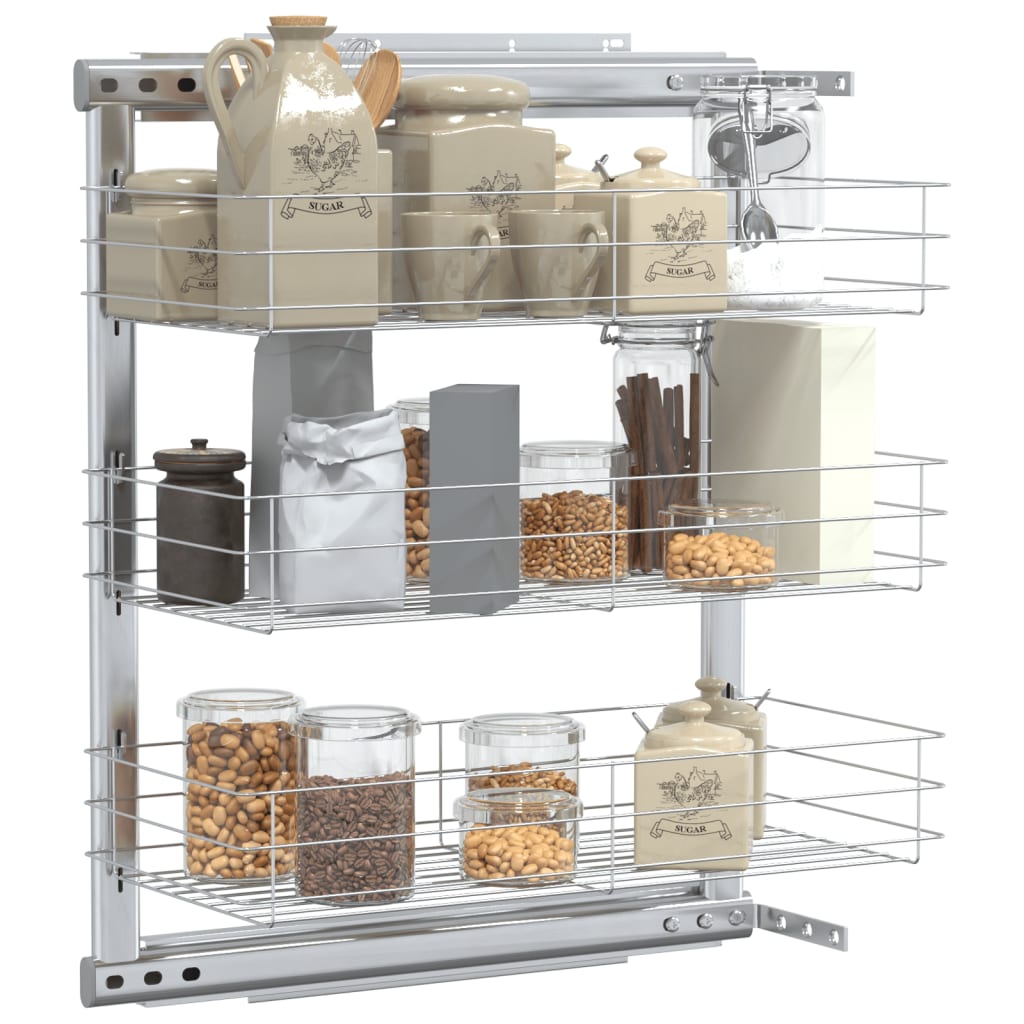 Aapon mini market -NNEVL 3-Tier Pull-out Kitchen Wire Basket Silver