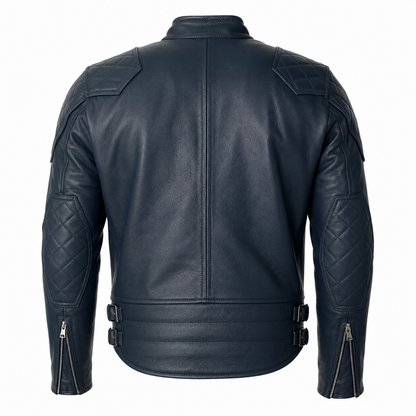 Men’s Blue Motorcycle Leather Jacket