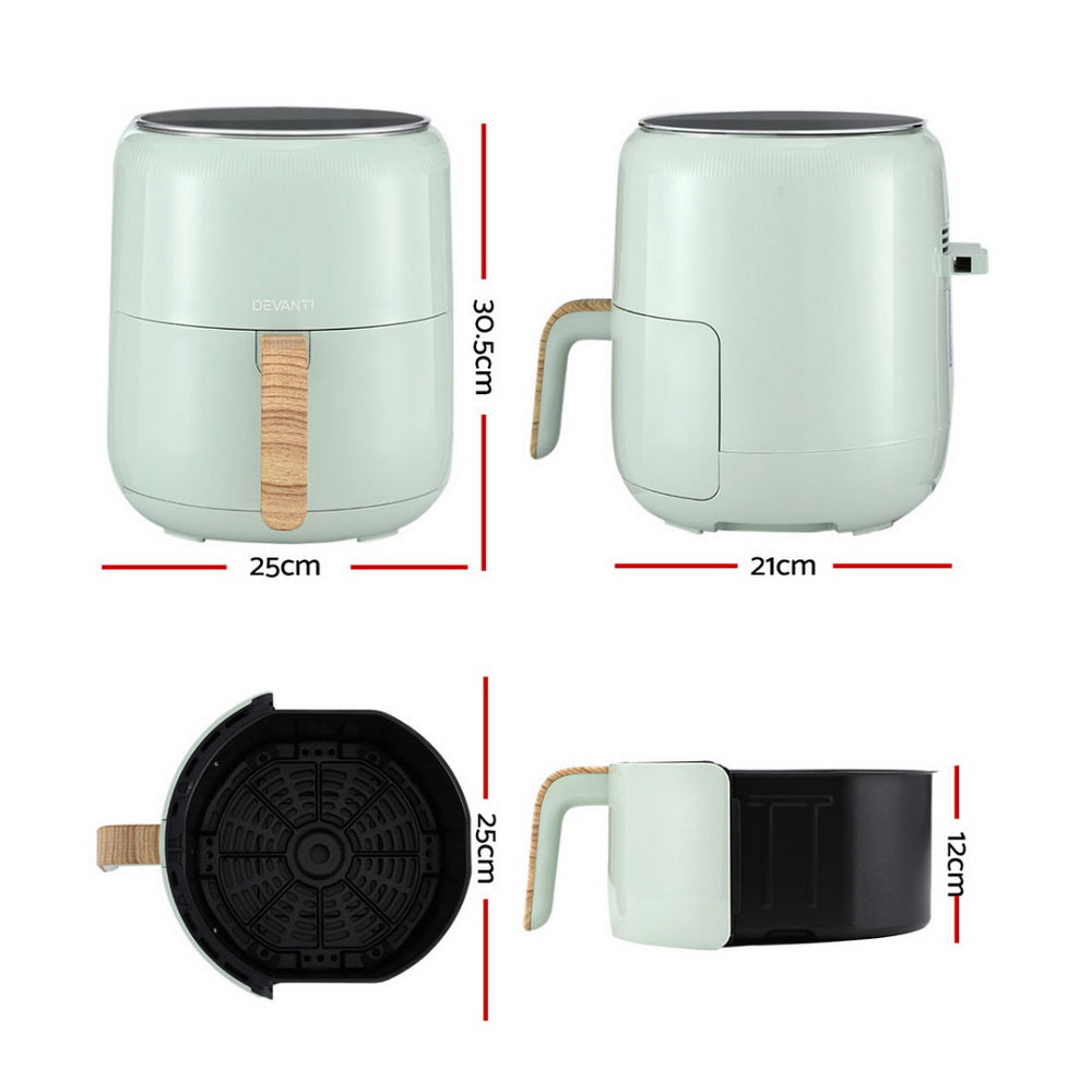 Devanti 5L Air Fryer Touch Control 1700W Green-2