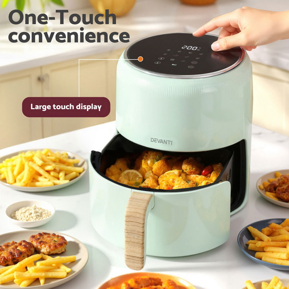 Devanti 5L Air Fryer Touch Control 1700W Green-4