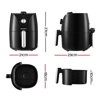 NNEDSZ Devanti Air Fryer 2.5L Knob Fryers