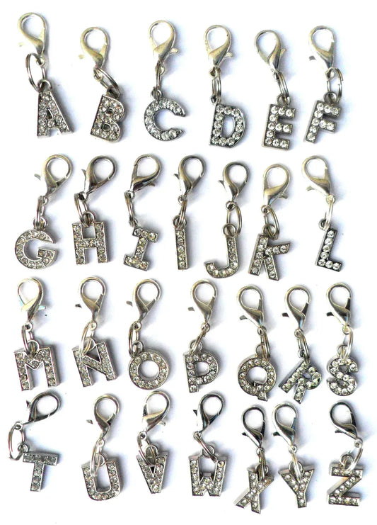 Aaponminimarket A–Z Crystal Letter Pet Charms