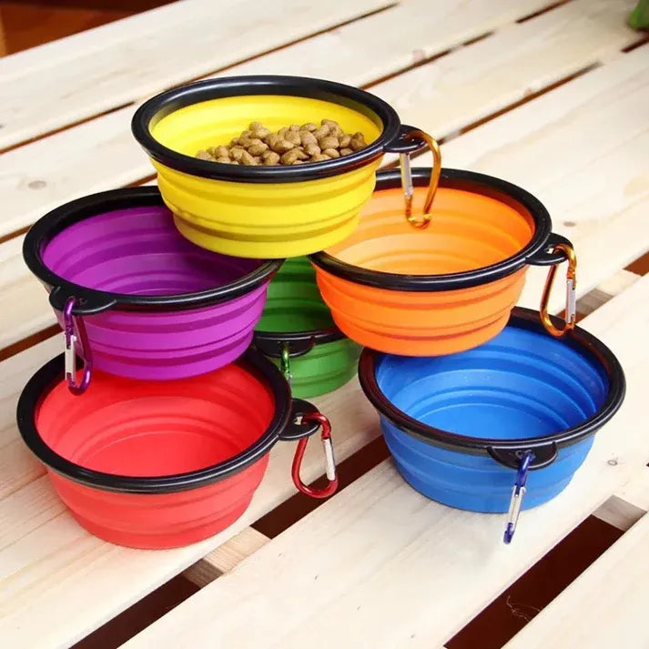 Aapon Mini Market Foldable Silicone Pet Bowl with Carabiner – For Food & Water