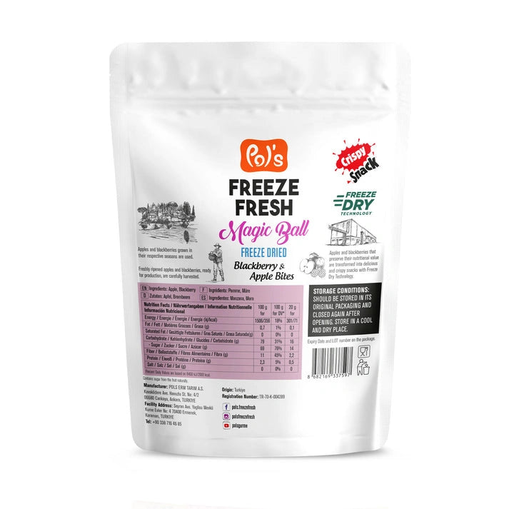 Aaponminiamarket Blackberry & Apple Freeze-Dried Snacks | Pol's Freeze Fresh- 20g