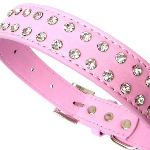 Aaponminimarket 2-Row Dog Collars 10-20" - Pink