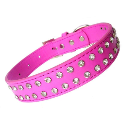 Aaponminimarket 2-Row Dog Collars 10-20" - Pink