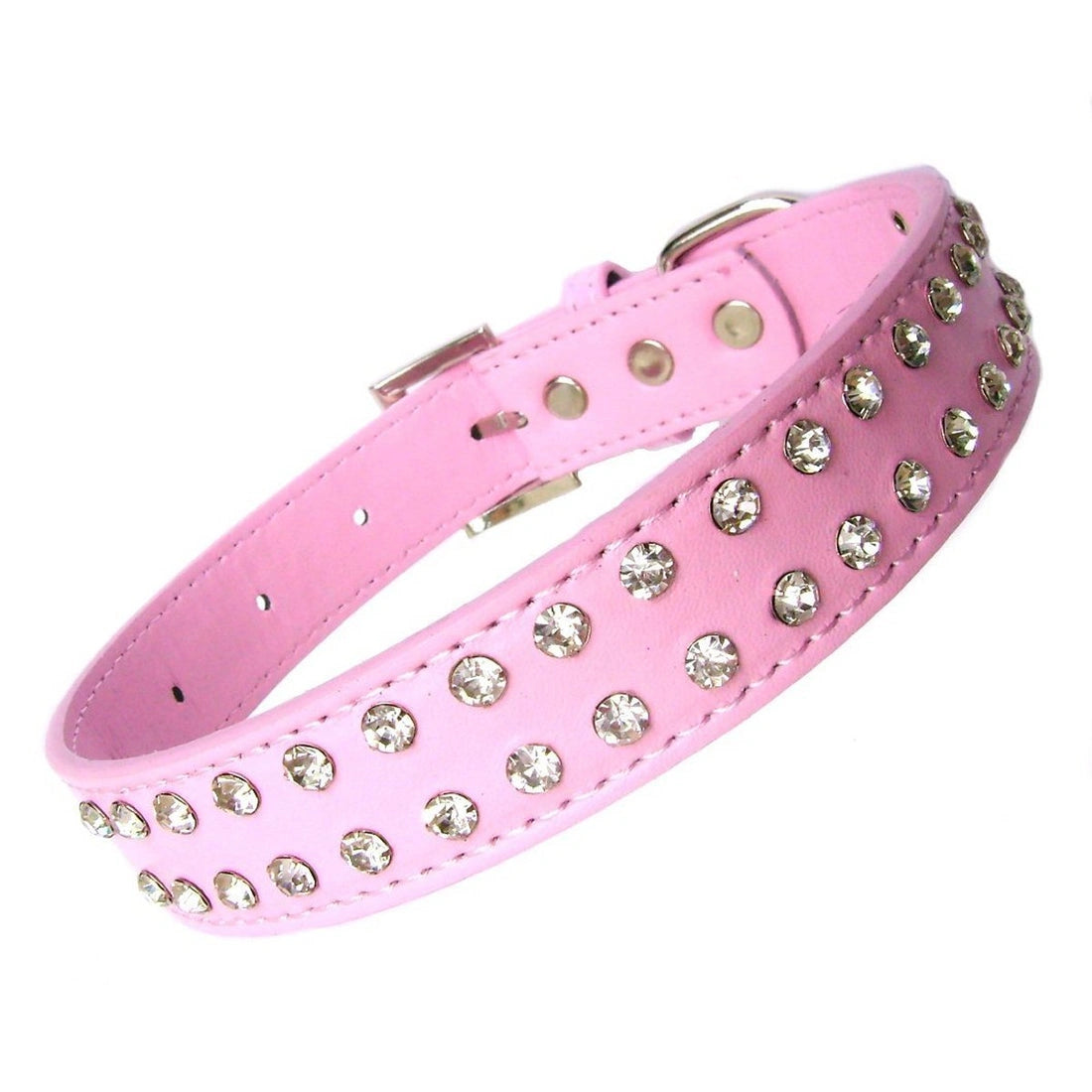 Aaponminimarket 2-Row Dog Collars 10-20" - Pink