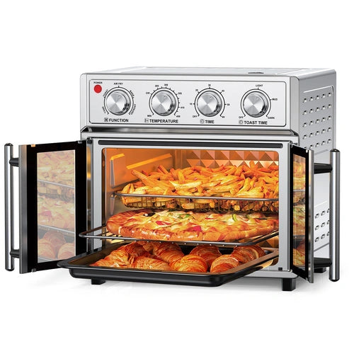 Aaponminimarket 29.5 QT Air Fryer Convection Toaster Oven, French Door, 6 Slices, 1700W,