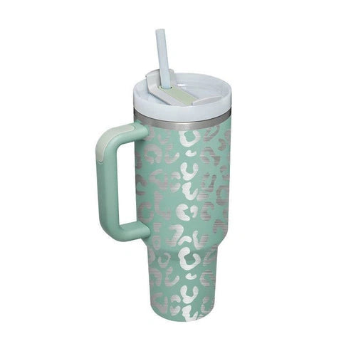 Aaponminimarket 40 oz Insulated Stainless Steel Travel Mug with Handle & Straw (BPA-Free)
