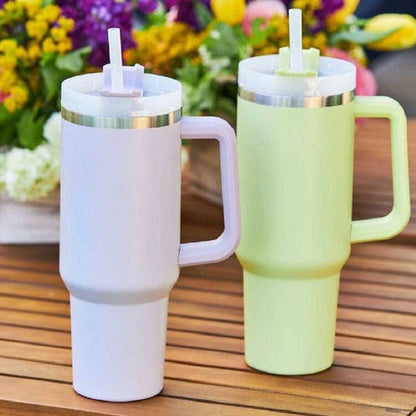 Aaponminimarket 40 oz Insulated Stainless Steel Travel Mug with Handle & Straw (BPA-Free)