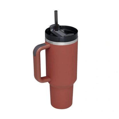 Aaponminimarket 40 oz Insulated Stainless Steel Travel Mug with Handle & Straw (BPA-Free)
