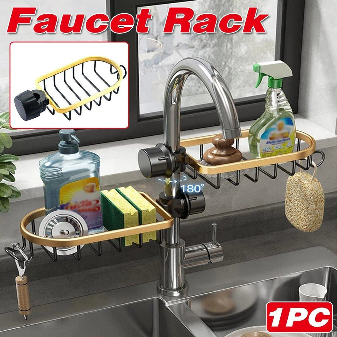 Aaponminimarket Adjustable Faucet Sink Shelf Drainage Rack