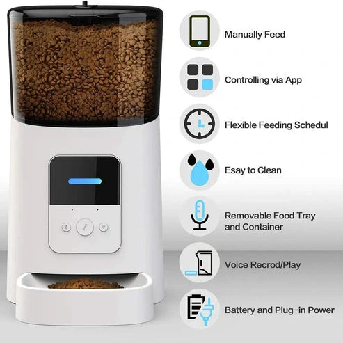 Aaponminimarket Automatic Cat Feeder WiFi Enable Smart Pet Dog Food Dispenser