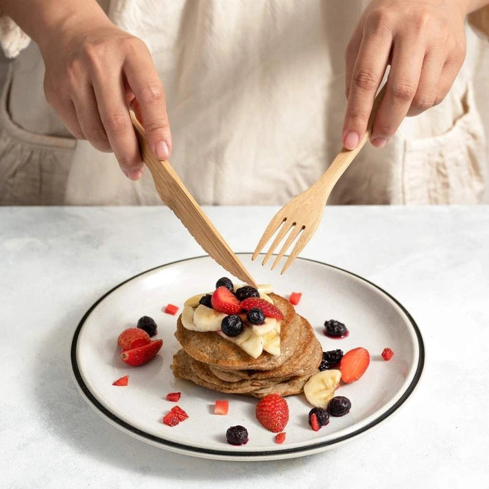 Aaponminimarket Bamboo Cutlery Set (Red Bag)