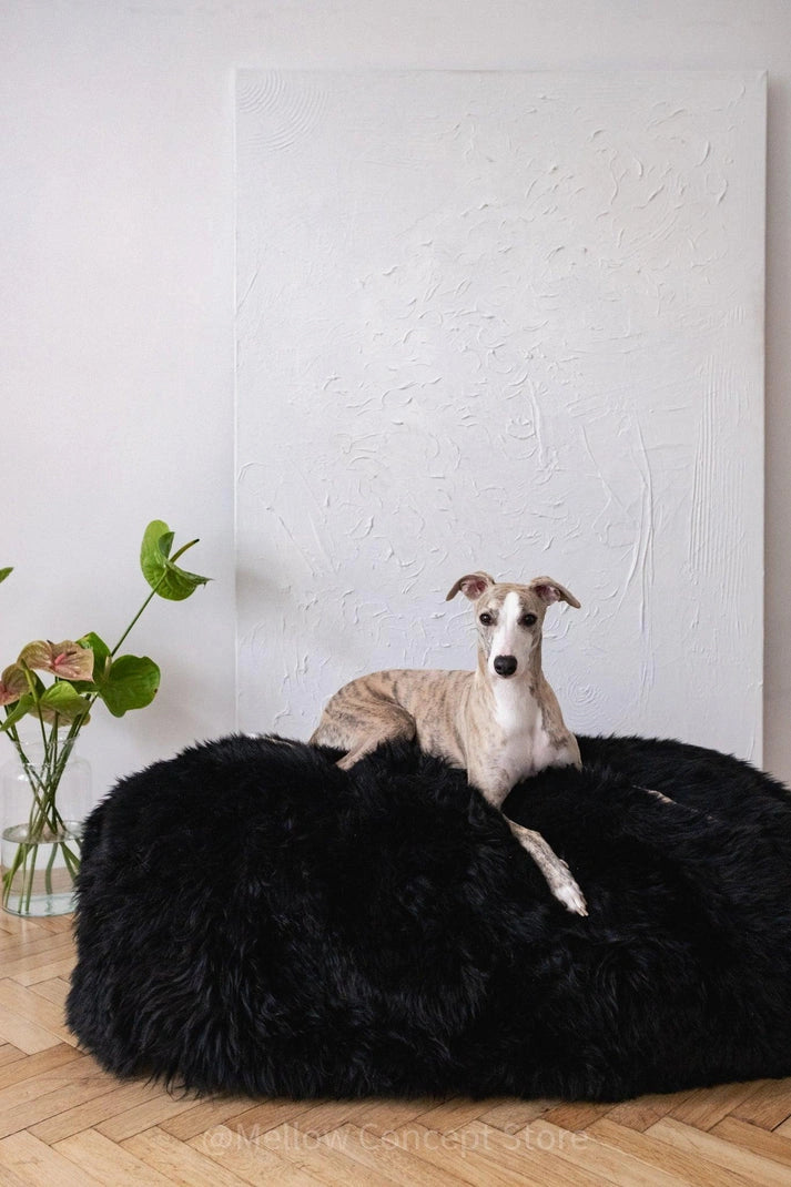 Aaponminimarket Black Sheepskin Pet Bed