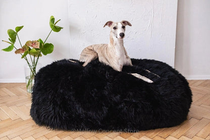 Aaponminimarket Black Sheepskin Pet Bed