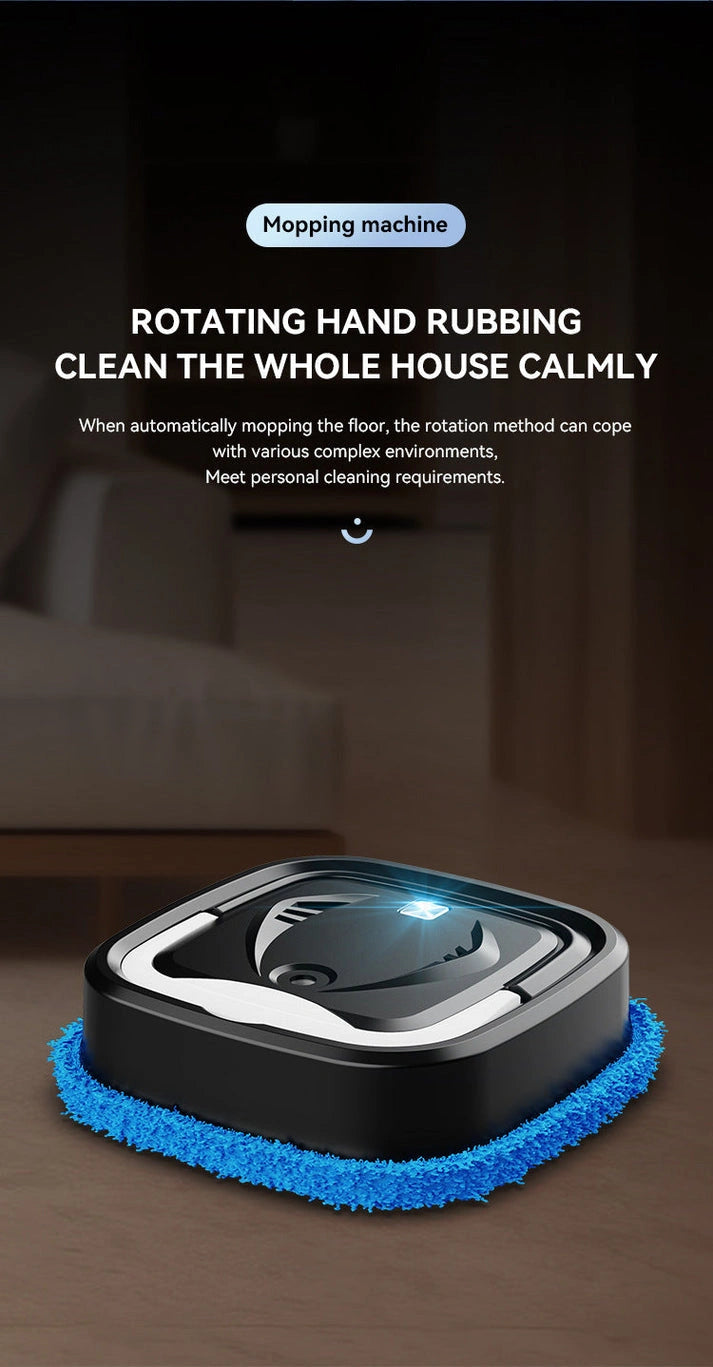 Aaponminimarket Black Smart Robotic Floor Mop with Humidifier Spray
