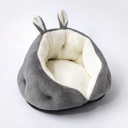 Aaponminimarket Bunny Ear Design Pet Bed Cozy Plush Dog & Cat Bed