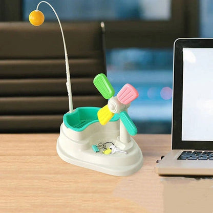 Aaponminimarket Cat Windmill Interactive Toy with Grass Box