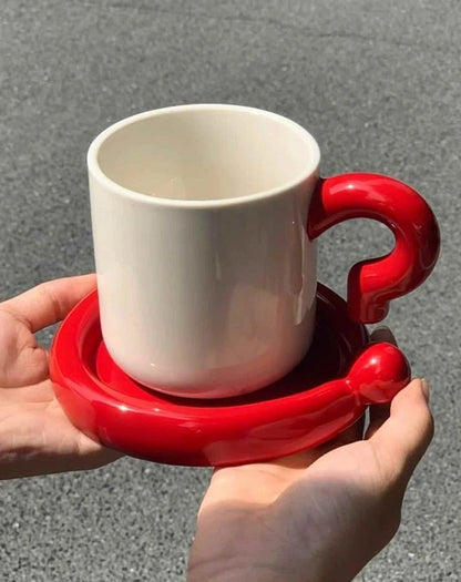 Aaponminimarket Ceramic Coffee Mug with Saucer