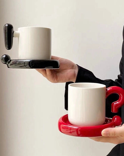 Aaponminimarket Ceramic Coffee Mug with Saucer