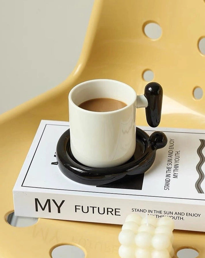 Aaponminimarket Ceramic Coffee Mug with Saucer