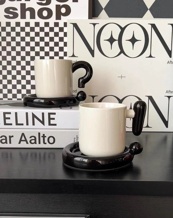 Aaponminimarket Ceramic Coffee Mug with Saucer