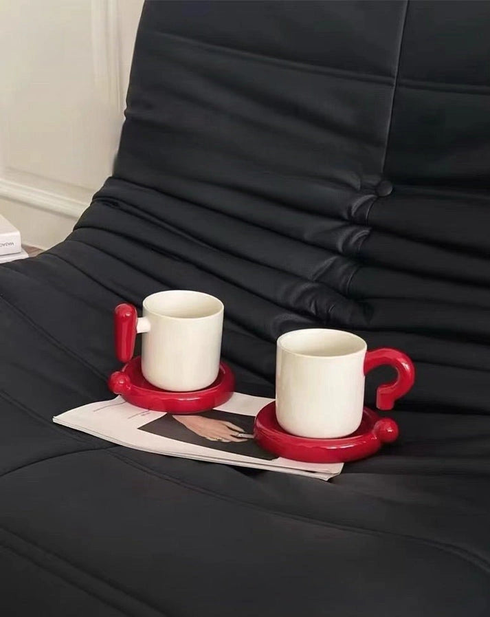 Aaponminimarket Ceramic Coffee Mug with Saucer