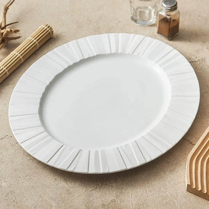 Aaponminimarket Ceramic Oval Serving Plate with Radiating Texture