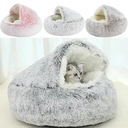 Aaponminimarket Cozy 2-in-1 Plush Cat Bed