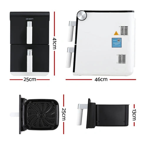 Aaponminimarket Devanti Air Fryer Oven 11L Dual Zone Fryers