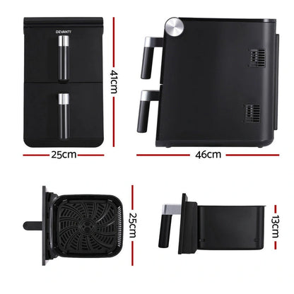 Aaponminimarket Devanti Air Fryer Oven 11L Dual Zone Fryers