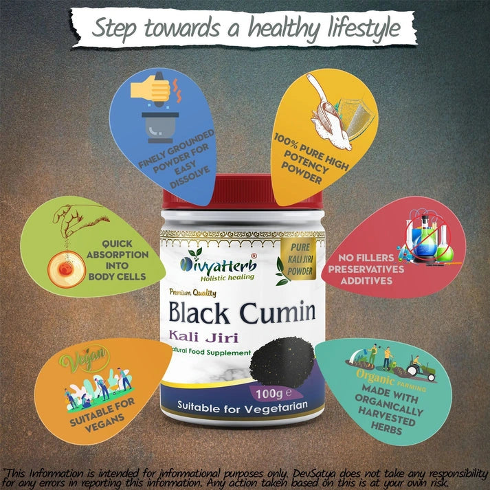 Aaponminimarket DivyaHerb Black Cumin Powder 100 gram - Daily Wellness Support