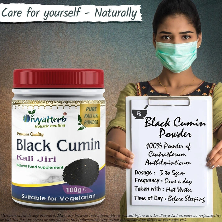 Aaponminimarket DivyaHerb Black Cumin Powder 100 gram - Daily Wellness Support